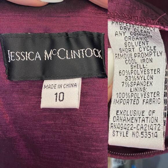 Jessica McClintock Vintage Taffeta Ruffle Hem Sleeveless Mini Shift Dress - Picture 5 of 5